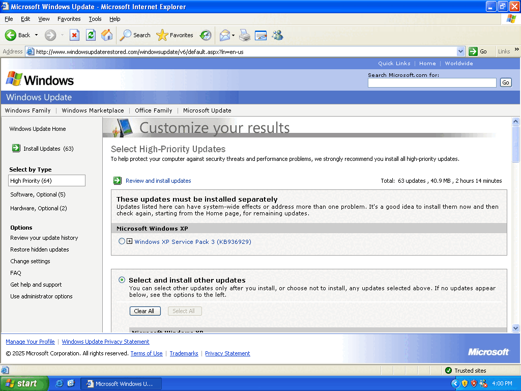 Windows Update Restored v6 - Results after checking for updates