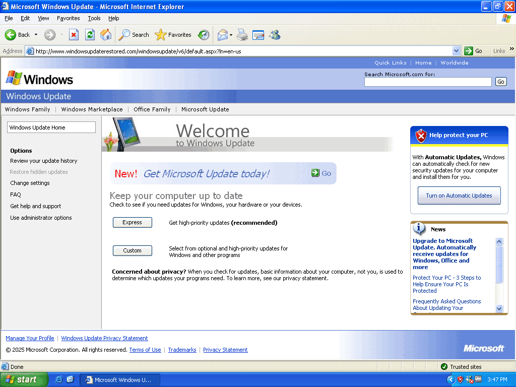Windows Update Restored v6 - Checking for updates (click to open the picture in full size)